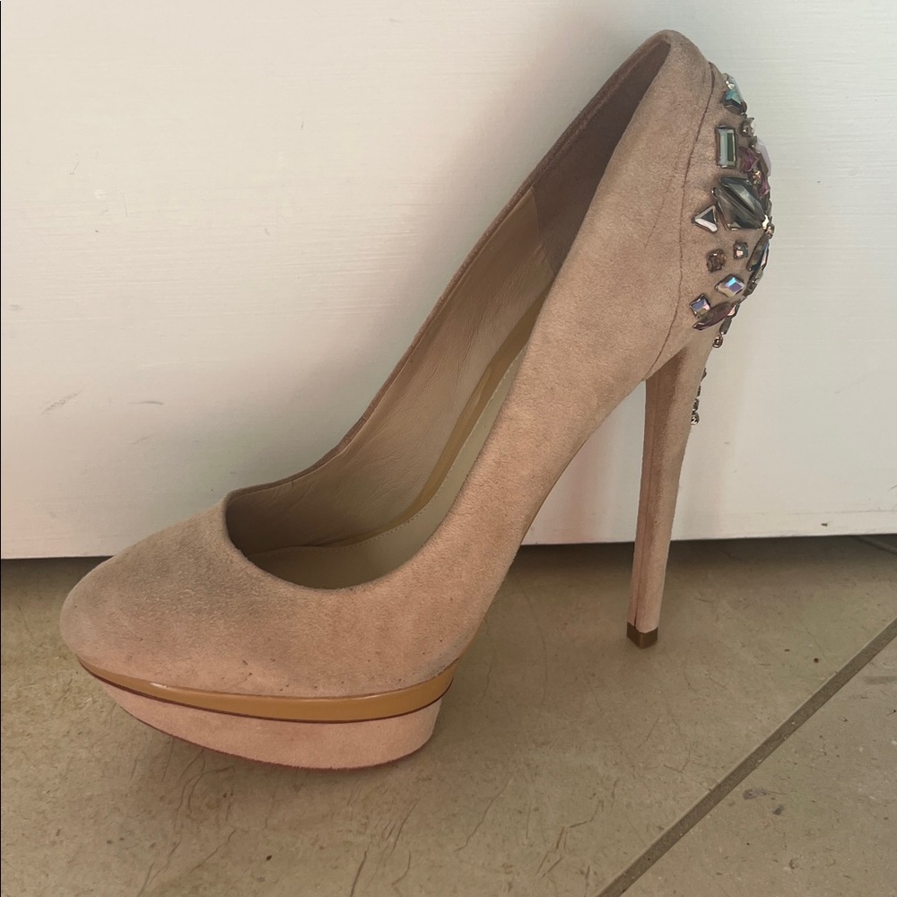 Brian Atwood Embellished Nude Heels
